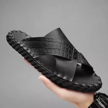 Fashion Fashion Men s Slippers Summer New Non-Slip Handmade Slippers High Quality Designer Casual Shoes Breathable Men Beach Sandals 39 песочный