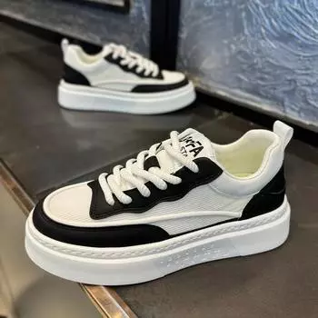 Fashion Fashion Men s Sneakers Mesh Breathable Casual Shoes Luxury Designer Platform Shoes for Men Comfort Sport Running Shoes Tenis2024 39 черный белый