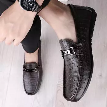 Fashion Fashion Mens Genuine Leather Shoes New Arrival Casual Shoes Business Men Slip-on Shoes All-Match Loafers Handmade Driving Flats 37 коричневый
