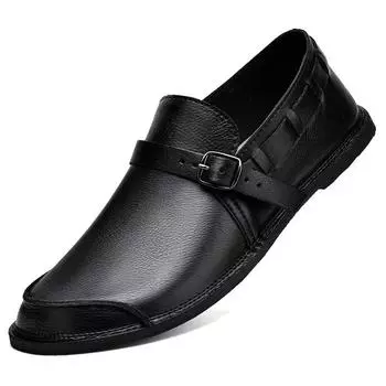 Fashion Fashion Mens Slip on Shoes Genuine Leather Men Handmade Loafers Men Casual Summer Walking Shoes All-match Men Casual Footwear 39 светло-коричневого