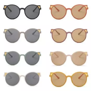 Fashion Fashion New Cat Ear Ultraviolet Sunglasses for Girls Boys Vintage Round Frame Sun Glasses Eyewear Kids Children Outdoor Shades as picture оранжевый