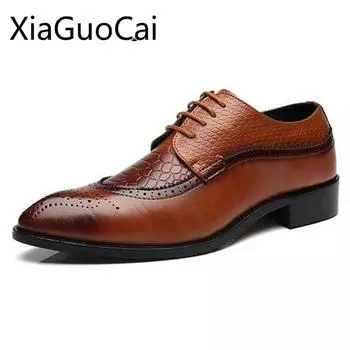 Fashion Fashion Oxfords Retro Brand Men Dress Shoes Spring and Autumn Male Formal Shoes Pointed Toe Business Shoes Drop Shipping 6.5 чёрный