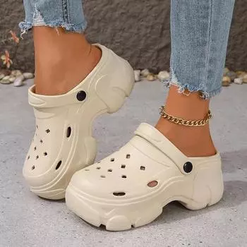 мода Модные сандалии на платформе с выемками для улицы Массивные женские садовые туфли Летние женские сандалии на платформе Повседневные пляжные тапочки 36 покинуть белый