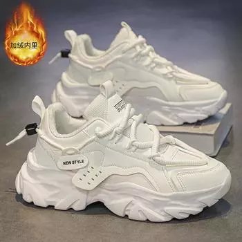 Fashion Fashion Plus Velvet Sneakers Men s Warm Constant Temperature and Cold-proof Casual Shoes Comfortable Lace-up Outdoor Sneakers 39 белый