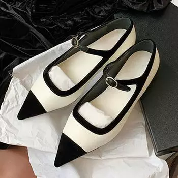 Fashion Fashion Pointed Toe Mary Jane Women Shoes Autumn Low Heel Comfort Mules Shoes Belt Buckle Brand Design Office Wedge Flat Shoes 36 розовый