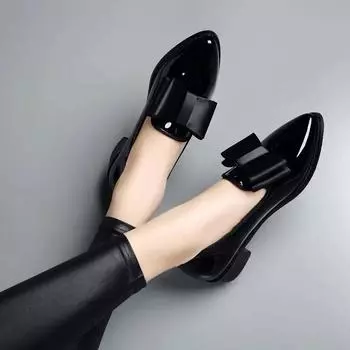 Fashion Fashion Pointed Toe Women Flats Shoes Bow Women Shoes Patent Leather Casual Single Summer Ballerina Women Shallow Mouth Shoes 35 красный
