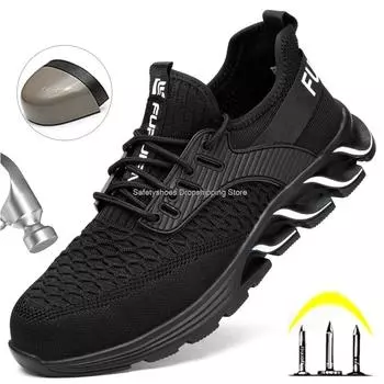 Fashion Fashion Safety Shoes Men Contruction Steel Toe Work Safety Boots Man Outdoor Indestructible Work Sneaker Men s Work Shoes 36-47 36