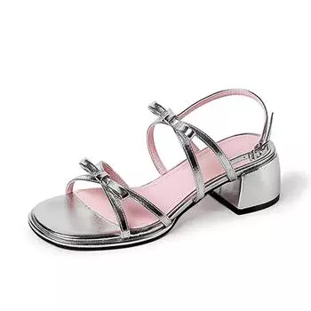 fashion Fashion Sandals Women Square Mid Heels Platform Shoes Woman Sweet Butterfly Knot Buckle Strap Summer Sandals Zapatos De Mujer 35 бежевый