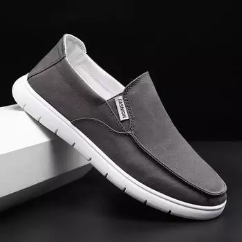 fashion Fashion Slip-on Men s Canvas Shoes Breathable Lightweight Comfortable Men Shoes Summer Men s Casual Shoes Lazy Flat Shoes 39 бежевый