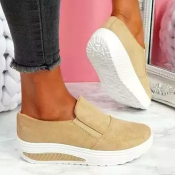 мода Модные кроссовки женские Удобные женские повседневные туфли Слипоны для женщин Большие размеры Zapatillas Mujer Однотонные женские туфли на плоской подошве 35 хаки