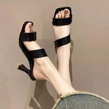 Fashion Fashion Summer Women High Heels Mules Fetish Square Toe Slip On Zebra Slides Block Low Heels Lady Rome Women s sandals 35 красный