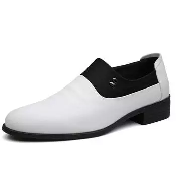 Fashion Fashion Thick Heel Leather Slip-on Business Dress Shoes for Men New Soft Sole Spring Autumn Designer Wedding Brogue Shoes Male 38