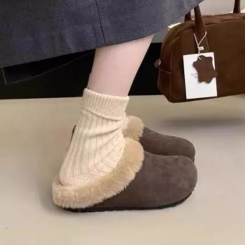 Fashion Fashion Winter Warm Baotou Cotton Slippers 2024 New Thick Soft Sole Slippers Women Indoor Non-slip Slippers Women Slides Women 35 жёлтый