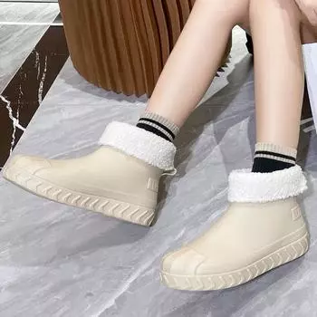 Fashion Fashion Woman Rain Shoes Waterproof Non-slip Rubber Boots Ankle Rain Boots Waterproof Rubber Shoes Garden Galoshes Size 36-41 36 покинуть белый