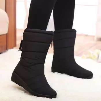 Fashion Fashion Women Boots Tassel Winter Boots Female Down Snow Boots Shoes Woman Mid Calf Botas Mujer Warm Winter Shoes Plus Size 44 5 красный