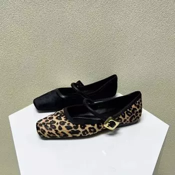Fashion Fashion Women s Flat Shoes Round Toe Leopard Print Casual Shoes Ladies Breathable Slip-on Outdoor Soft Mary Jane Shoes 2024 New 36 цветной печати леопарда