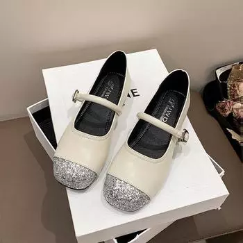 Fashion Fashion Women s Flat Shoes Round Toe shallow Shoes Casual Breathable Slip-on Flat Outdoor Ladies Mary Jane Shoes 35 бежевый