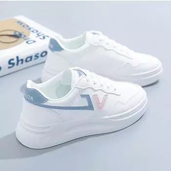 Fashion Fashion Women s Vulcanize Shoes 2024 New in Casual Classic Solid Color PU Leather Walking Trainers Woman Casual White Sneakers 35 белый