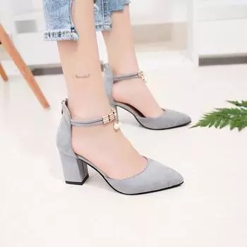 Fashion Fashion Womens Shoes 2024 Beige Heeled Sandals Luxury Black Low Closed Clear Summer Pearl Girls Pointed Velvet Spring Block Comf 35 чёрный