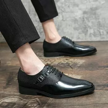 Fashion Fashion Woven Design Oxford Shoes Business Pointed Formal Leather Shoes Brogue Lace Up Moccasin Brown Black Wedding Shoes 38 жёлтый