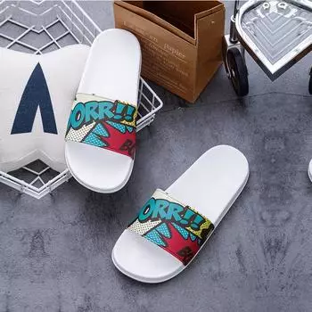 Модные и изысканные женские тапочки 2024 года из ПВХ-материала, повседневные тапочки на плоской подошве для пар 36-37 чёрный