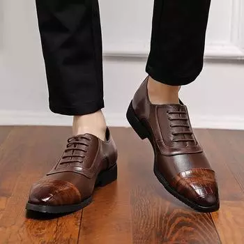 Fashion Fashionable design men s formal leather shoes Classic black brown versatile Men s shoes for wedding parties leisure activities 38 чёрный