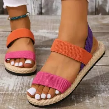 fashion Fashionable Flat Sandals New Hot-selling Color Matching Summer Non-slip Wear-resistant Comfortable Design Sandals Zapatos Mujer 35 жёлтый