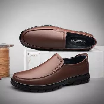 Fashion Fashionable Men New Two-layer Cowhide Comfortable Casual Leather Shoes Brand Outdoor Men Round Head Low Top Casual Leather Shoes 37 коричневый