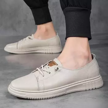 Fashion Fashionable men s and women s leather shoes Versatile Style Loafers Mens Slip-on Walking Office Party Driving Shoes36-47 36 коричневый