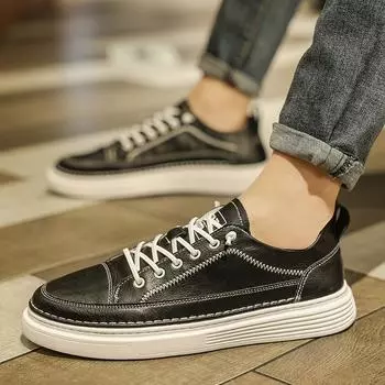 Fashion Fashionable men s small white shoes Trend outdoor leisure styles Youth outdoor sports walking men s Classic Black Lace up shoes 39 белый