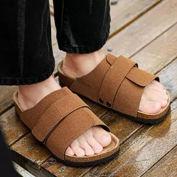 Fashion Fashionable Summer Personality Cork Slippers for Men Comfortable and Minimalist Sandals Couple Beach Holiday Sandal and Slippers 35 коричневый