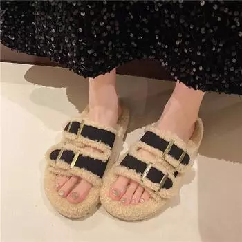 Распродажа модной женской обуви 2024 года, новые женские тапочки с открытым носком, осенние, с пряжкой, на твердой платформе, повседневные, удобные, большого размера 35 чёрный
