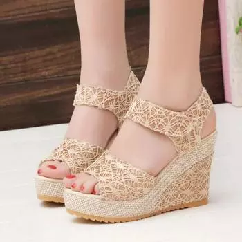 Fashion Female Shoes on Sale Fashion Open Toe Women s Sandals Summer Rome Outdoor Casual Waterproof Platform Wedge Sandals Zapatos 35 покинуть белый