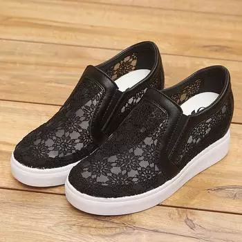 Fashion Female Women Mujer Fashion Rhinestone Paillette Adorn Plimsolls Heighten Thicken Soled Casual Moccasins Flat Shoes 698 4 белый