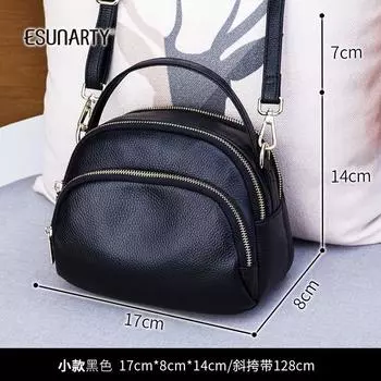 Fashion First Layer Leather One-Shoulder Satchel Commuter Women s Bag Small black