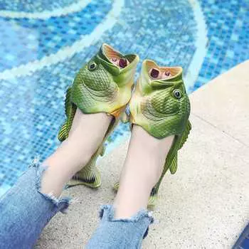 fashion Fish Slippers New Women s Funny Creative Home Non-slip Fashion Salted Fish Word Drag Men s Trendy Slippers Outdoor Beach2024 Children size 24-25