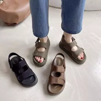 fashion Flat Bottom Women Sandals Roman Style Outdoor Beach Casual Shoes Open Toe Platform Summer 2024 Women s Footwear Sandales Femme 35 чёрный