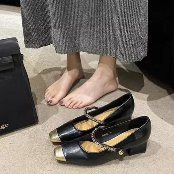 Fashion Flat Shoes for Women Spring Autumn 2024 New Flat Sole Single Shoes Square Toe Fashion Flat Heel Boat Shoes Size 35-40 35 бежевый