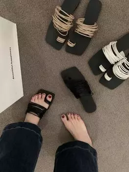 Fashion Flat Women s Slippers and Ladies Sandals Summer 2024 Black Rubber House Home Shoes White Indoor Slides New Style I Trend Fashion 35