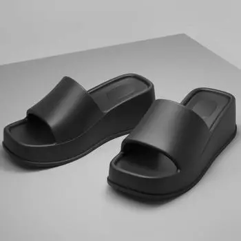 Fashion Flip Flops Women Sandals EVA Wedge Slippers Women Summer Outwear Thick Sole Slippers with Open Toe Slippers Pantuflas De Mujer 36-37 розовый