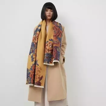 Fashion Flower Scarf Women S Fashion Warm Scarf Neck Protection Long Thickened Shawl Dual-Use 180*65cm жёлтый