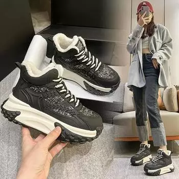 Fashion Footwear New In Collection Autumn Low Warm Platform Sneakers Winter 2024 Booties Short Barrel Women s Snow Boots Shoes for Women 35 белый