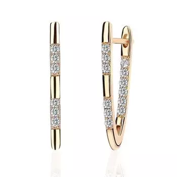 Fashion For Women Luxurious Jewelry Gifts Synthetic Zircon Earrings Fashion fashion V Shape Design золотистый