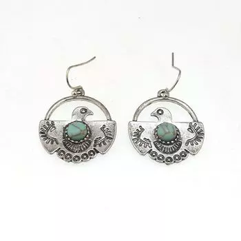 Fashion Foreign Trade Original Order Fashion and Trendy Accessories Stylish Retro Textured Turquoise Earrings Eardrop Earring Female 221110 Default