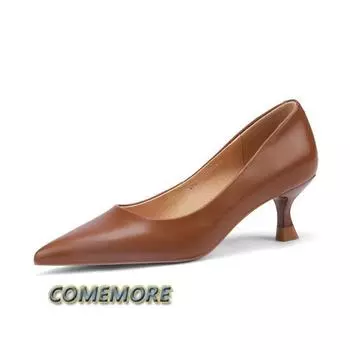 Fashion French Low Heel Women Thin Heeled Single Shoes Spring Autumn Pointed Temperament Shallow Mouth Elegant Work Shoes 2024 New Black 34 чёрный