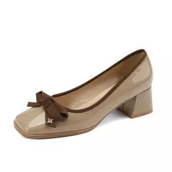 fashion French Style Mary Jane Retro Single Shoes Fashion Thick Heel Square Toe Shallow Mouth Women s Flats Lolita Shoes Ladies Shoes 35 абрикосовый