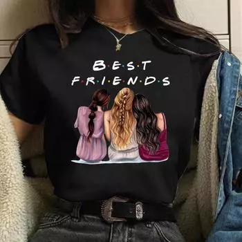 Fashion Friends Женская футболка с рисунком из мультфильма Женская футболка в стиле хип-хоп Женские рубашки Летний топ Уличная женская одежда S