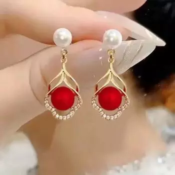 Fashion frosted ladies earrings красный