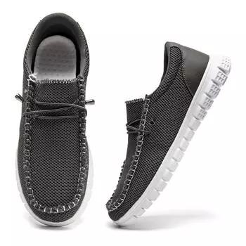 Мода Fujeak 2024 Легкие мужские повседневные туфли Дышащие повседневные кроссовки без застежек Мужские туфли на плоской подошве для прогулок на открытом воздухе Размер 39-46 39 чёрный