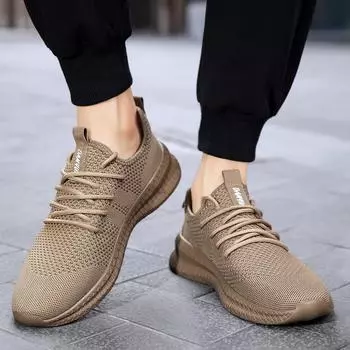 fashion Fujeak Light Casual Men s Sneakers Breathable Mesh Anti-slip Running Shoes Plus Size Fashion Classic Solid Colour Men s Shoes 37 коричневый